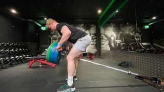 TechRadar fitness writer Harry Bullmore completing a workout from Arnold Schwarzenegger's The Pump app